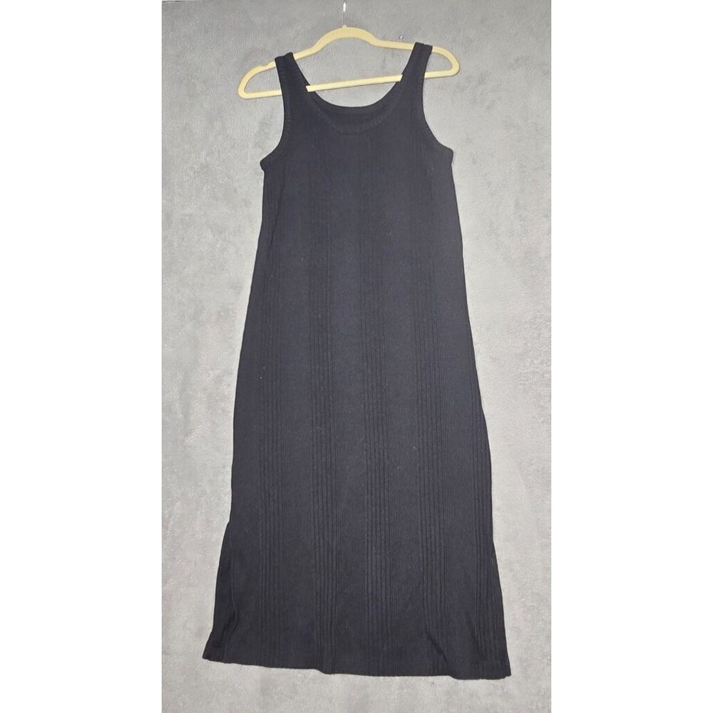 A New Day Ribbed Tank Dress Women's Small Black Long Sleeveless Comfort Knit